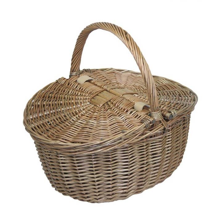 Cesto de piquenique oval cinza antigo por atacado de Red Hamper