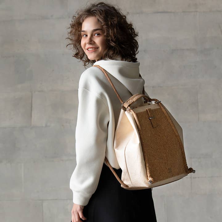 Envirosax - Wholesale Shoulder Bag - Women's - Envirosax Organic Cork Shoulder Bag – Extendable Backpack EN25124 | Eco-Friendly Travel Bag5