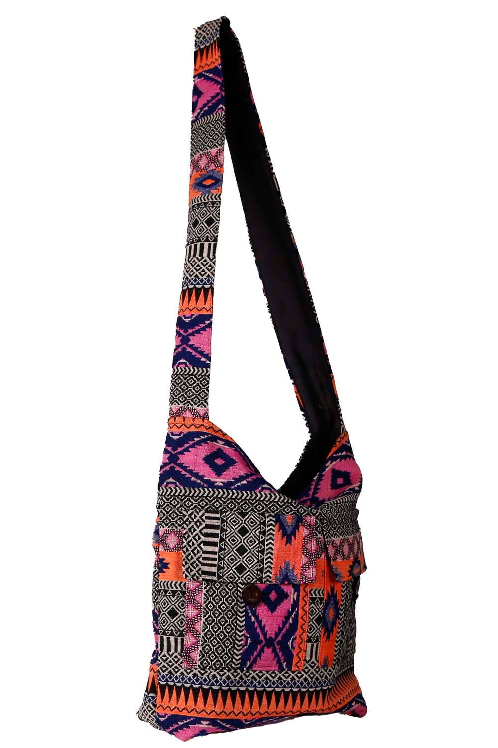 Sunshine Joy – Großhandel Umhängetasche - Damen – Hobo-Tasche mit Jacquard-Reißverschluss Rosa/Orange1