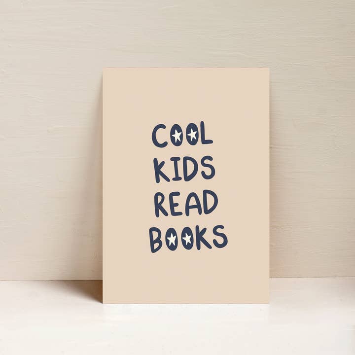 Cool Kids Read Books Blue A4 Art Print for wholesale by From Rosalie