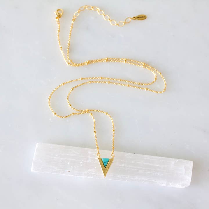 Mesa Blue - Wholesale Pendant/Charm Necklace - Turquoise Triangle Necklace