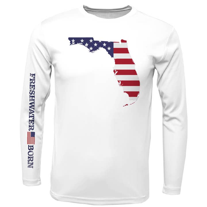 State of Florida USA Freshwater Born Girl's Long Sleeve UPF 50+ Dry-Fit Shirt for wholesale by Saltwater Born