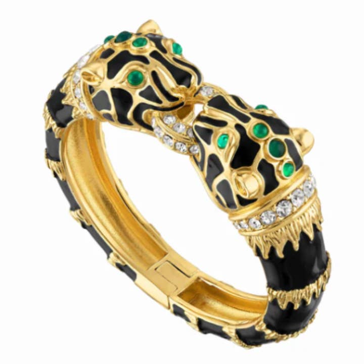 Pulsera Doble de Pantera de Esmalte Negro para venta al por mayor de Kimono Dragon NYC