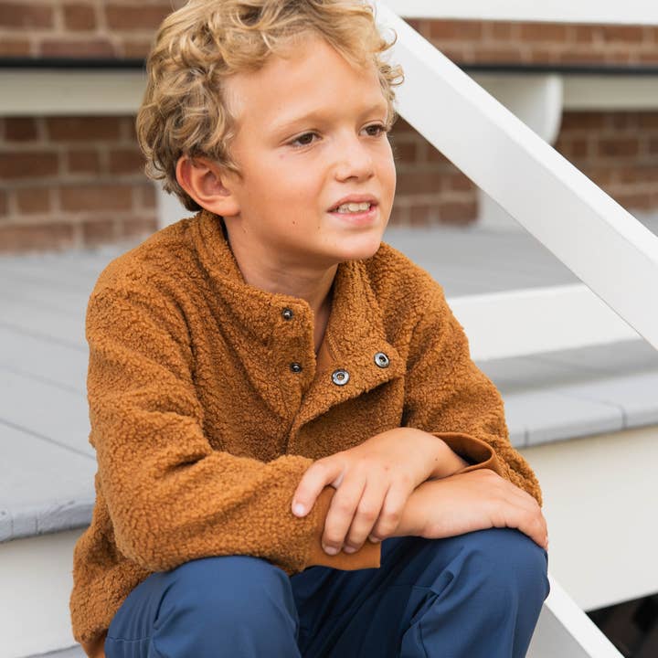 Lanier Boys Pullover Tan for wholesale by Saltwater Boys Company