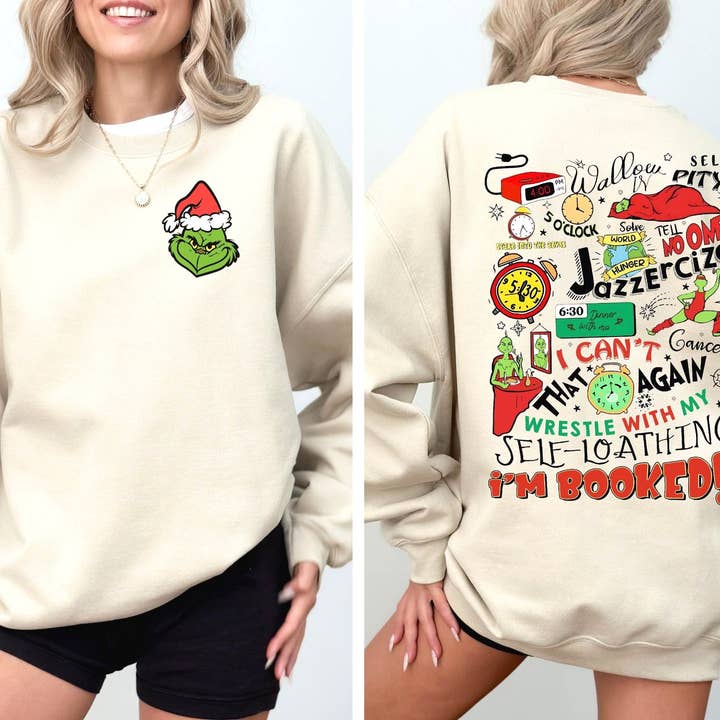 TheKingShirt - Wholesale Graphic Sweatshirt - Women's - Grinch Jazzercise Sweatshirt - Merry Grinchmas Two-Sided Tee2