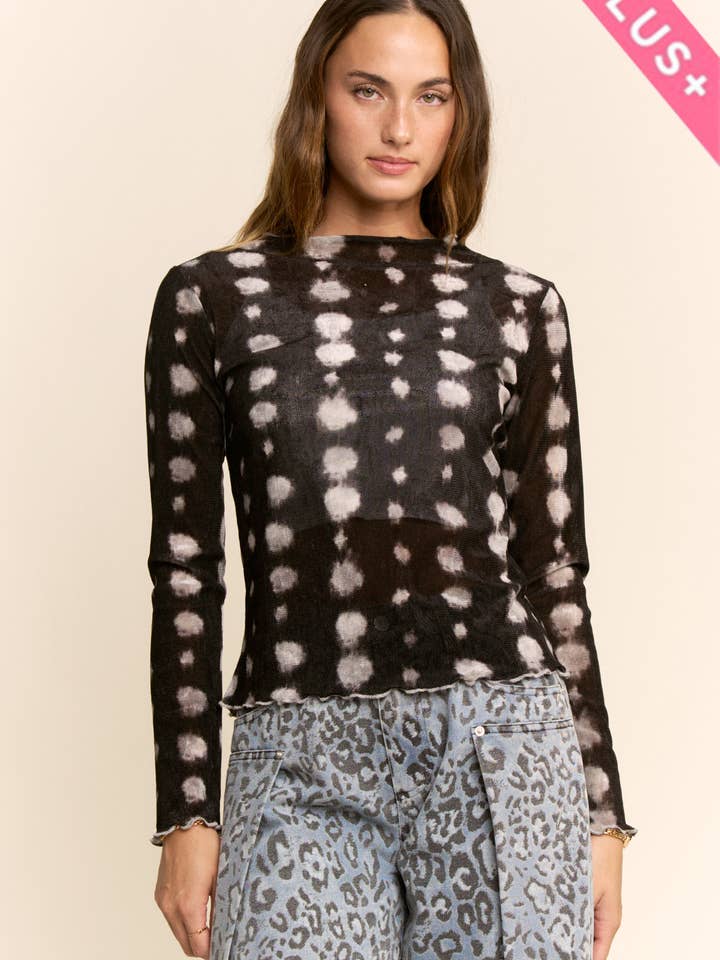 Davi & Dani - Wholesale Knit Top - Women's - PLUS MESH TIE DYE LONG SLEEVE TOP10
