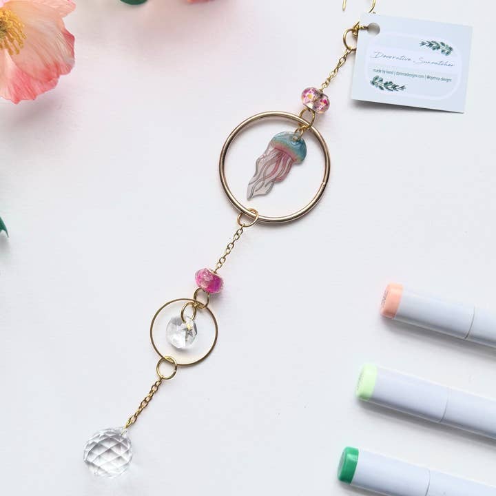 D. Prince Designs - Wholesale Suncatcher - Hand-Illustrated + Handmade Suncatcher | Jellyfish