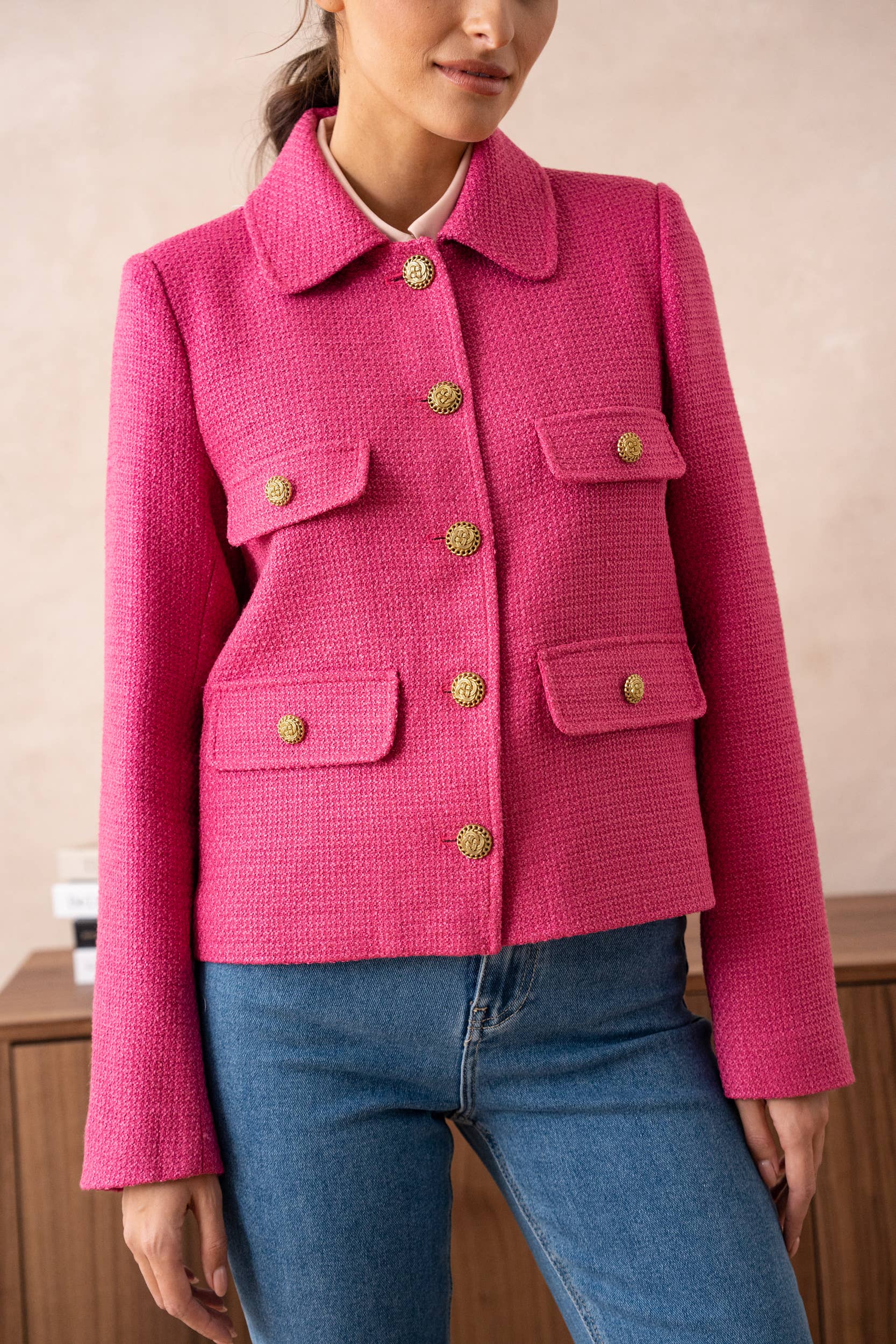 Attentif Paris - Wholesale Jacket - Women's - Straight cut plain tweed jacket27