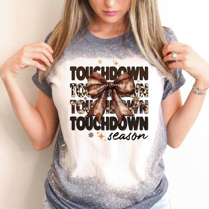 Touchdown Season Gameday/Football Bleached Tee for wholesale by Hello Gorgeous Apparel