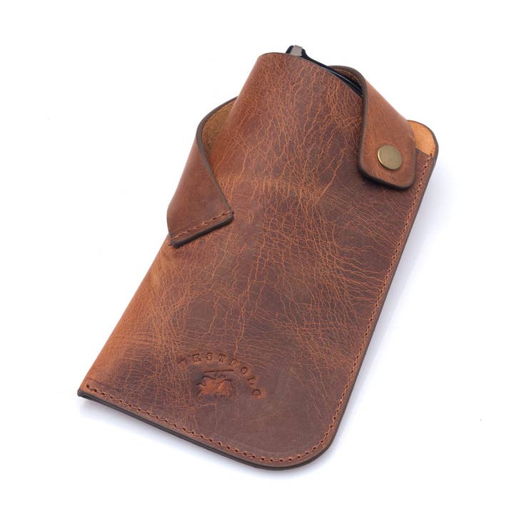 Estojo para óculos de sol Westpolo Lonex de couro genuíno - Tabaco por atacado de WESTPOLO