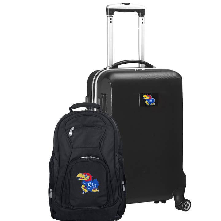 NCAA Kansas Jayhawks Deluxe 2 Piece Backpack & Carry-On Set for wholesale by Mojo Licensing