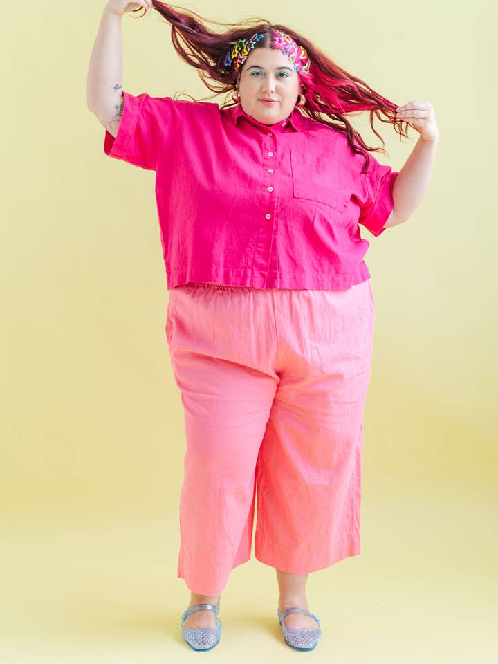 Nettle Studios - Wholesale Pants - Women's - Size Inclusive Plus Size Wide Leg Pant Bubblegum Pink Linen31