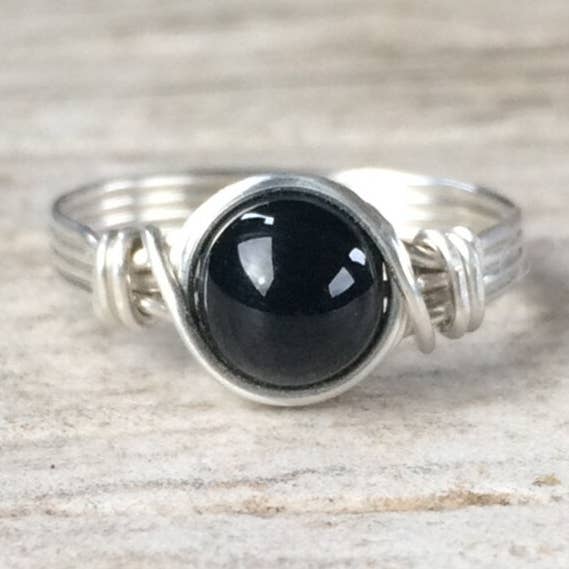 Anillo de ónix negro de plata esterlina para venta al por mayor de Blue Soul Designs