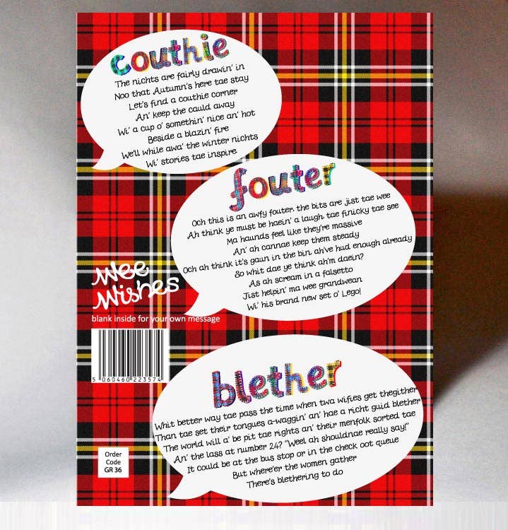 Wee Wishes - Wholesale Everyday Greeting Card - SCOTS WORDS CARD GR361