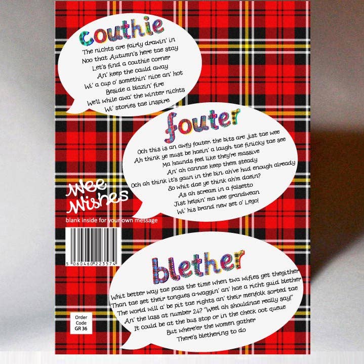 Wee Wishes - Wholesale Gewone wenskaart - KAART MET SCHOTSE WOORDEN GR361
