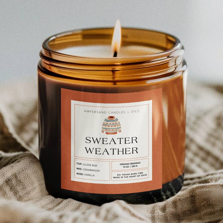 Ampersand Candles + Oils - Wholesale Jar/Filled Candle - Sweater Weather Candle - Soy or Beeswax0