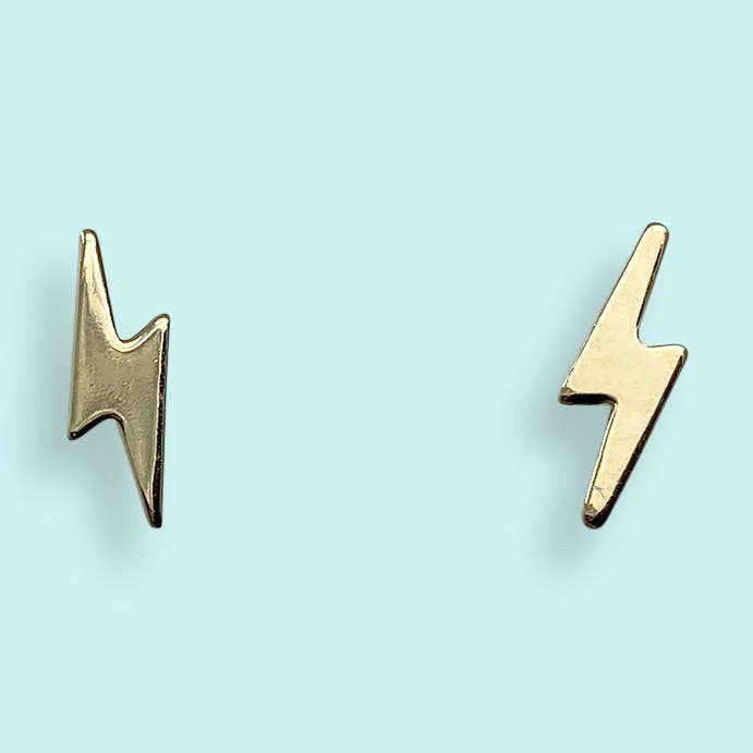 Gold Lightning Stud Earrings for wholesale by Ornamental Things