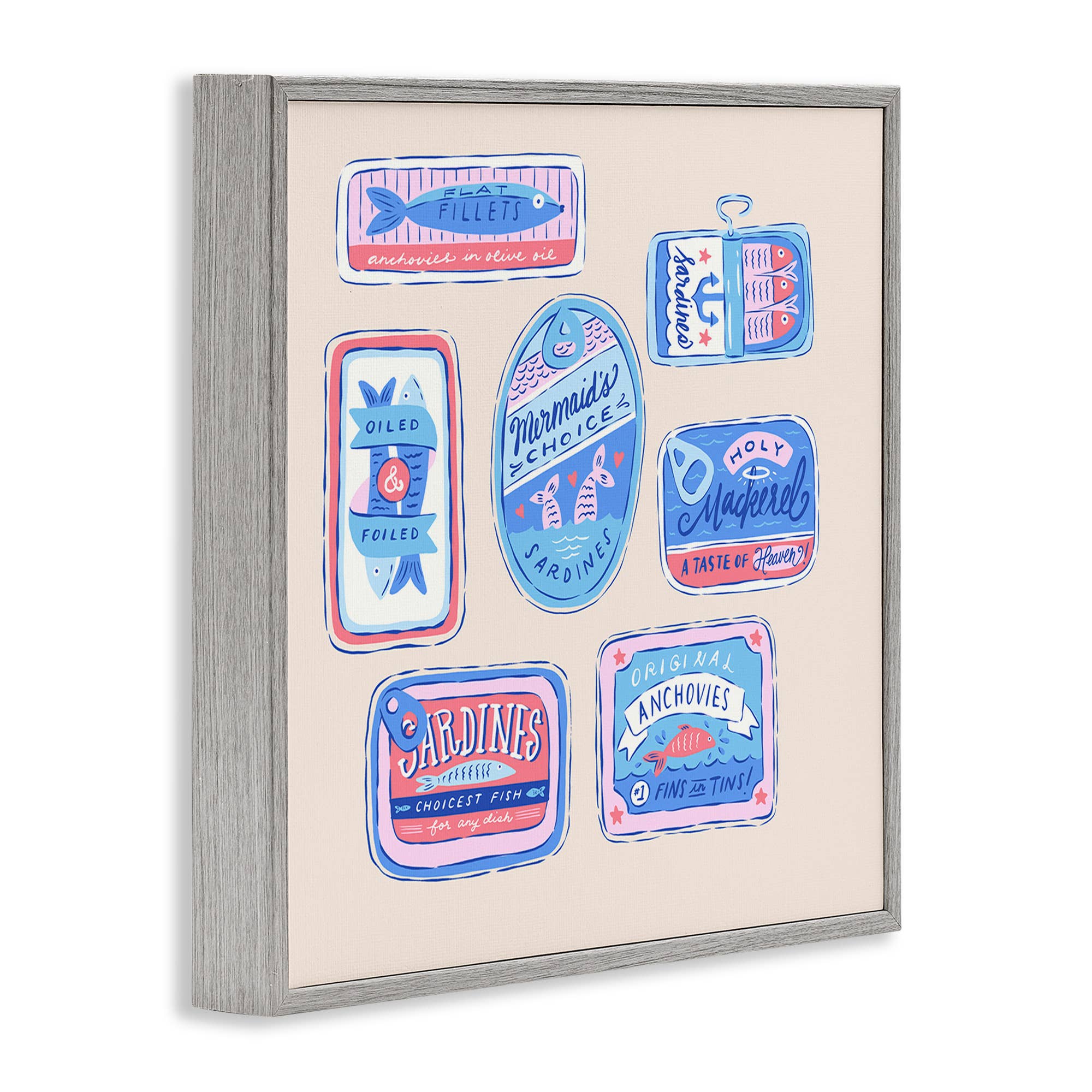 Stupell Industries – Großhandel Wandschild – Verschiedene Dosenfisch-Meeresfrüchte - Gerahmte Wandkunst14