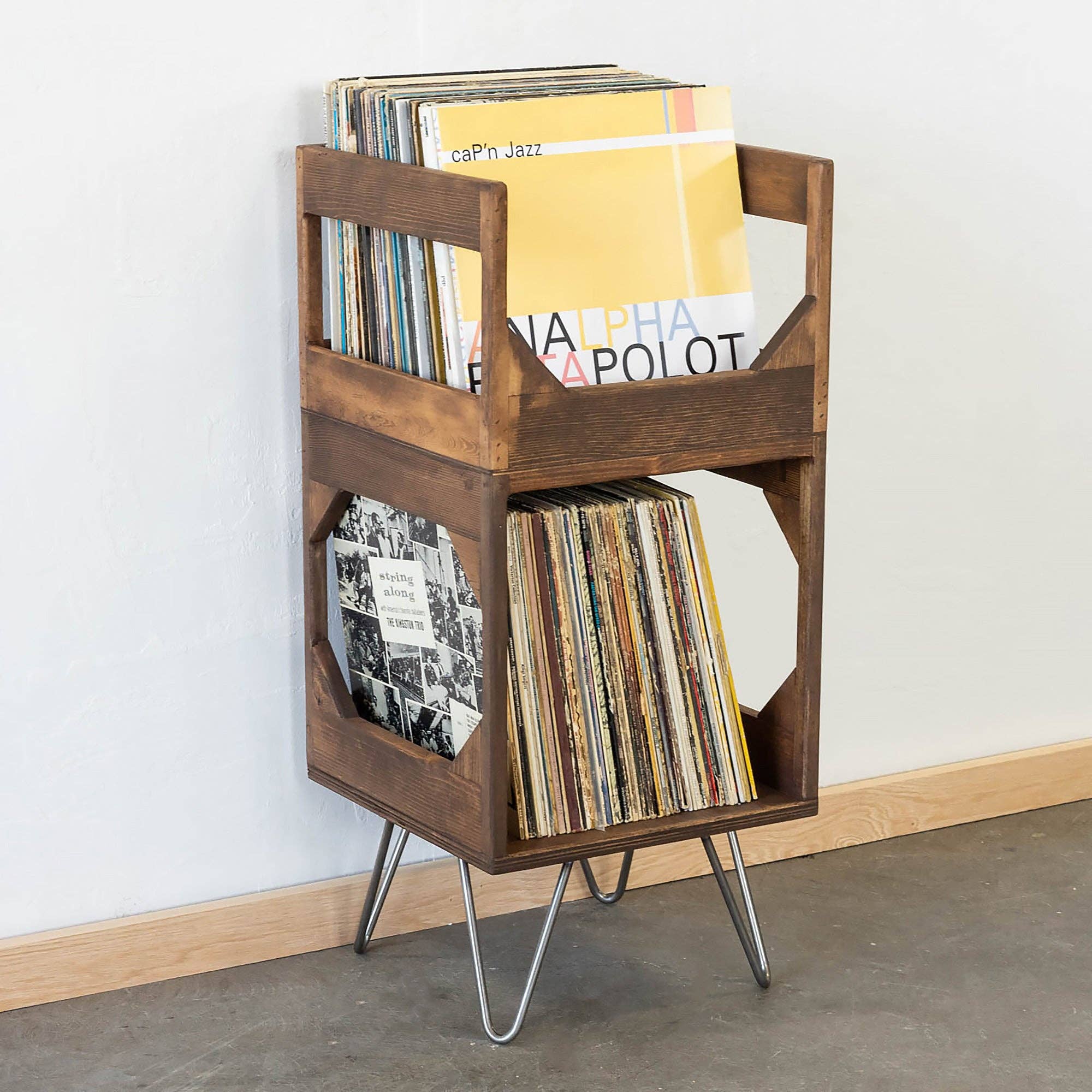 The Deluxe Jr. Vinyl Record Storage for wholesale by WickerWoodWorks