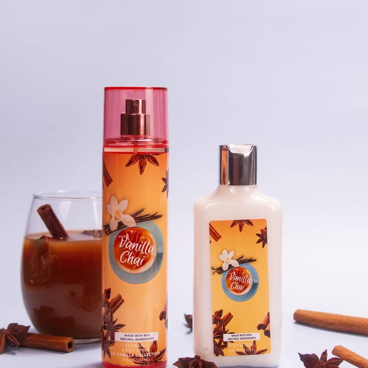 So French Perfumes - Wholesale Bath & Body Set - Vanilla Chai 2-Piece Body Mist and Body Lotion Set