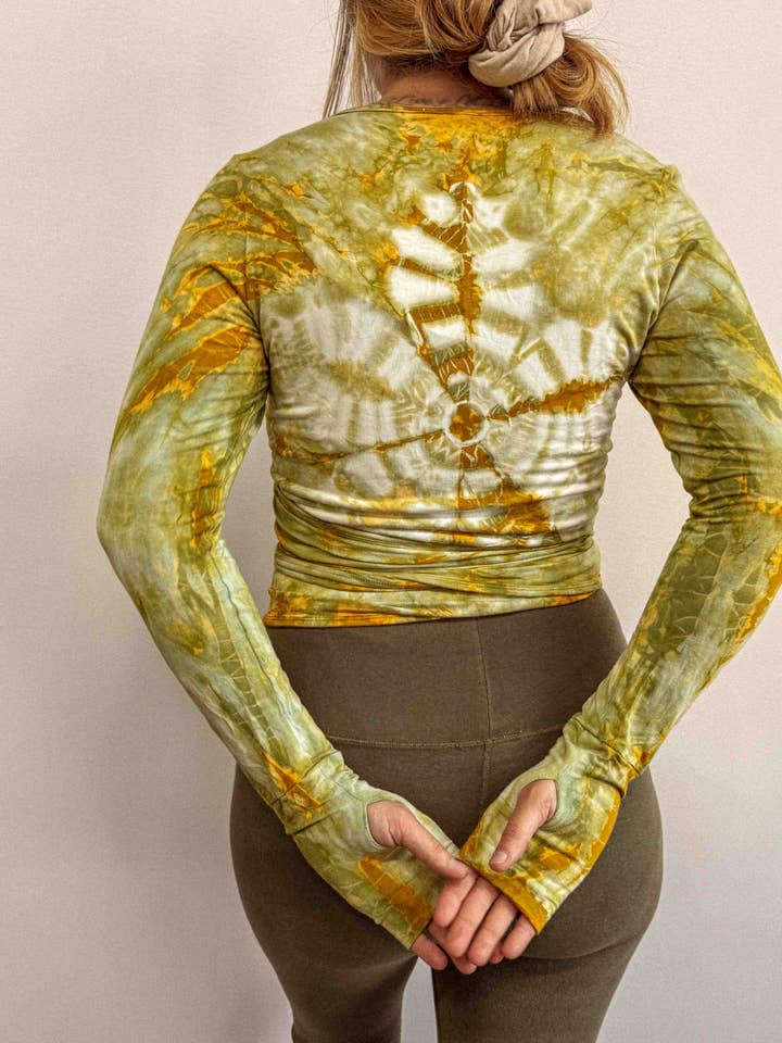 Stretchig Yoga Zen Omslagstopp, Handfärgad Lotusblomma Yoga för wholesale av Gardenbelle Shop