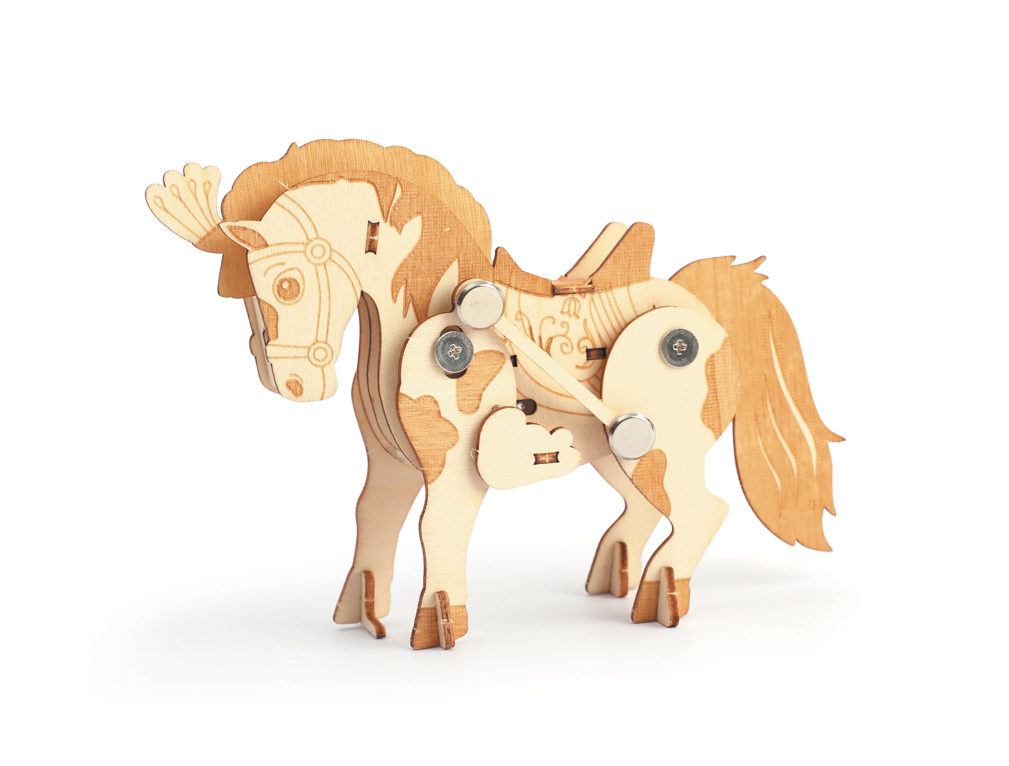 Graine Créative - Wholesale Wood Toy - Kids - WOODEN MODEL 3D MECHANICAL HORSE1