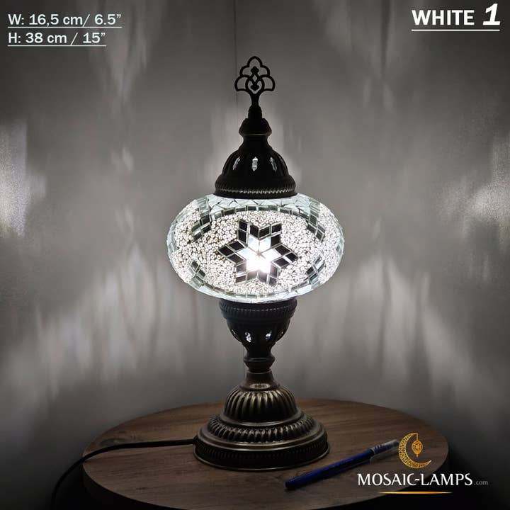 Mosaic Lamps - Wholesale Accent/Desk Lamp - 10+ Colors - Turkish Mosaic Large Globe Table Lamp, Marrakec87