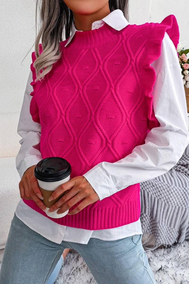 Lily Clothing - Vente Pull sans manches – femme - GILET PRISMATIQUE TRICOTÉ PULL-CWOSWL17503