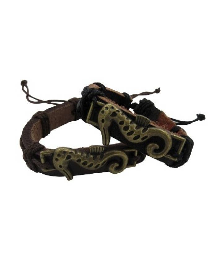 DK Hawaii - Wholesale Charm/Dangle Bracelet - Sea Horse Pendant With Leather Bracelet0