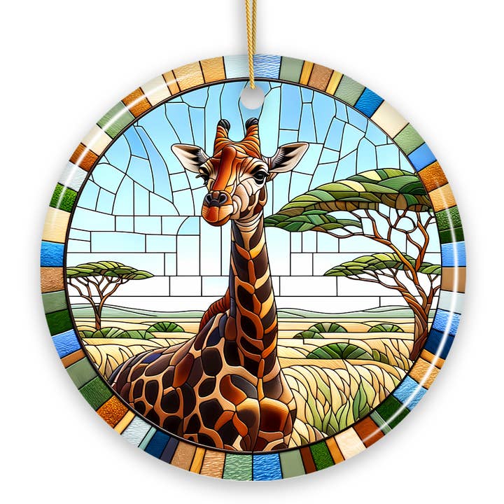 OrnamentallyYou - Wholesale Ornament - Giraffe Heights Stained Glass Style Ceramic Ornament5