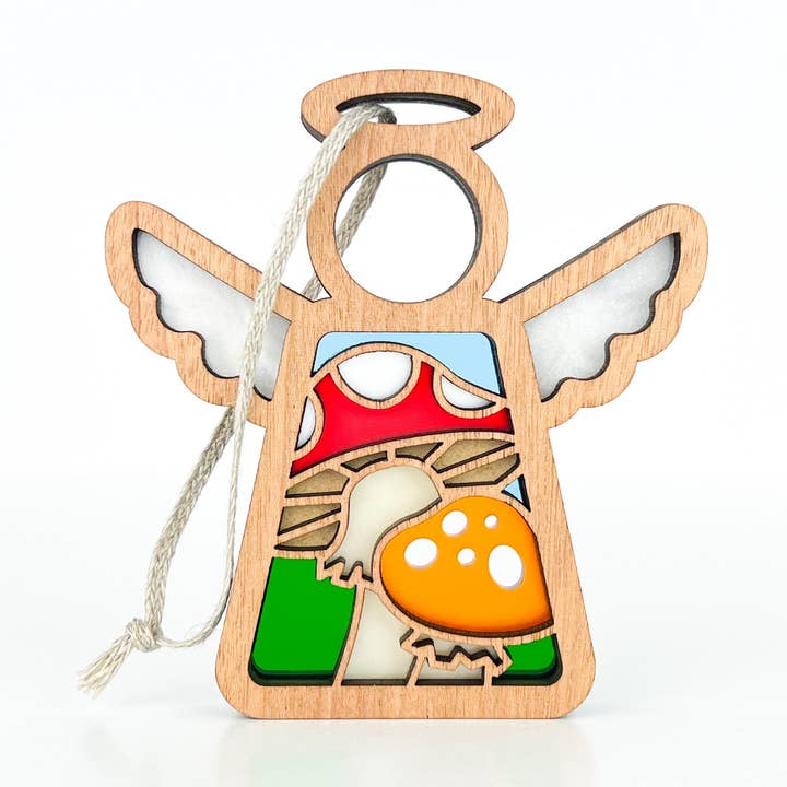 Toadstool Mushroom Ornament | 3.5" (H) Angel Figurine | Mother's Angels® for wholesale by Forged Flare®