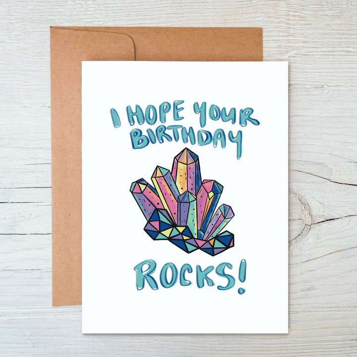 Gemstone Birthday Card - I Hope Your Birthday Rocks for wholesale by Marigold Press