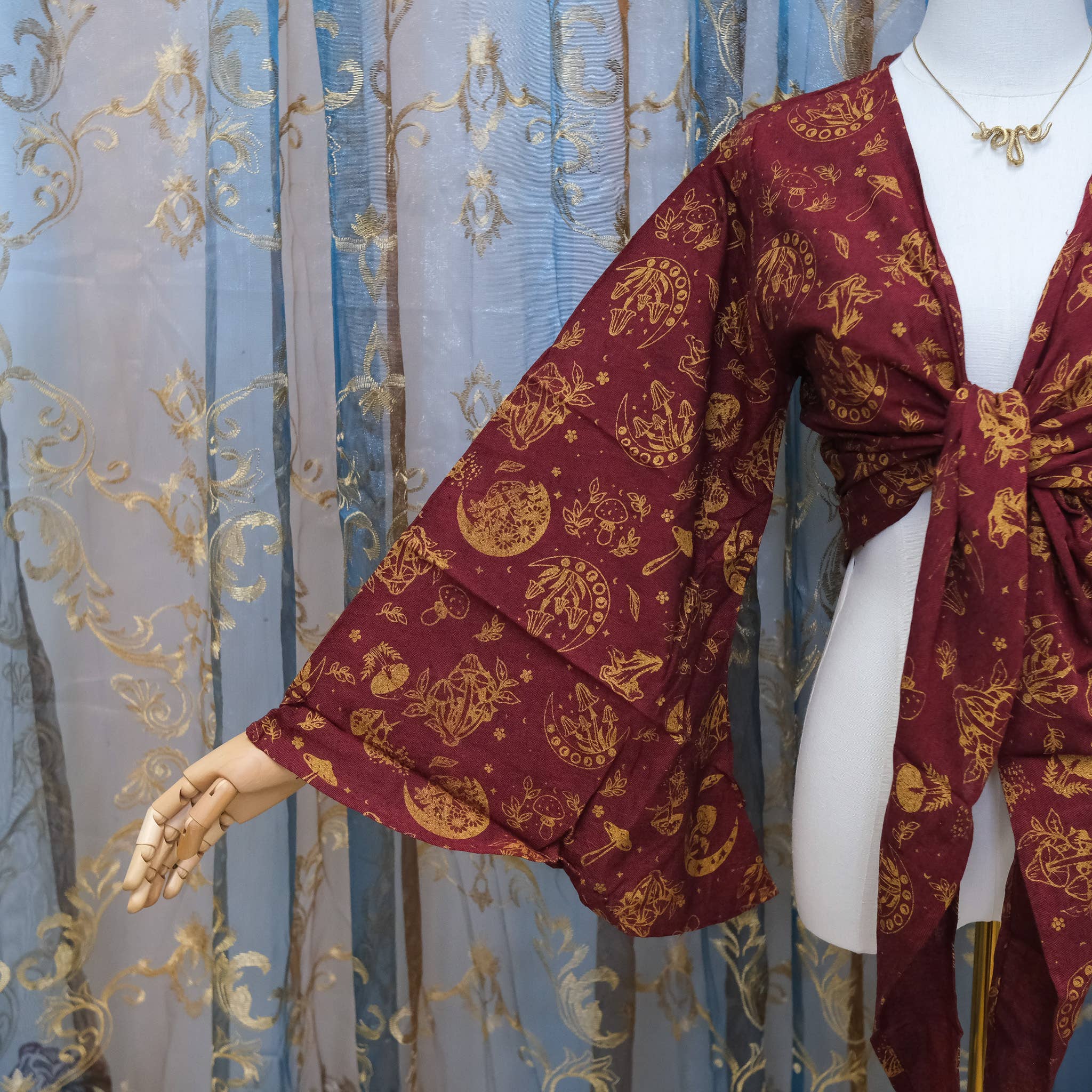 Karma Nepal Crafts - Wholesale Blouse - Women's - 3 Way Cotton Wrap Top with Mushroom Print16