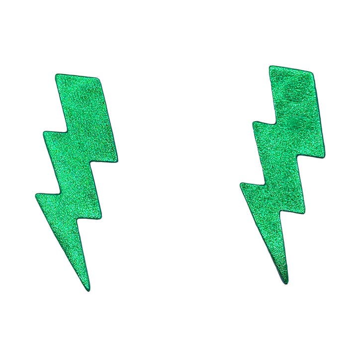 Gröna blixtformade örhängen i läder för wholesale av Manali