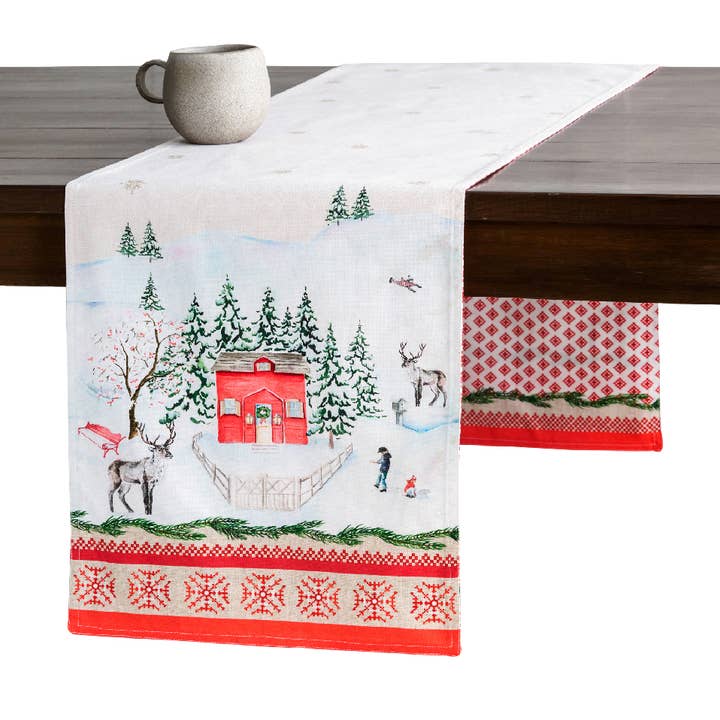Table Runner 100% Cotton - Double Layer - Rural Christmas for wholesale by Maison d'Hermine - Design in Every Thread