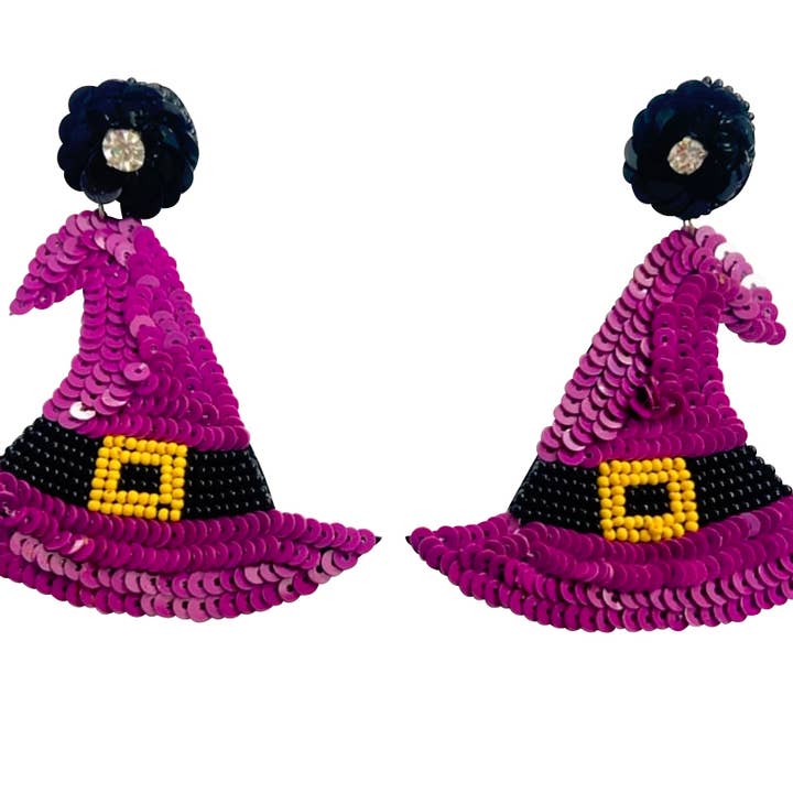 Halloween Statement Witch Hat Earrings for wholesale by Golden Lily