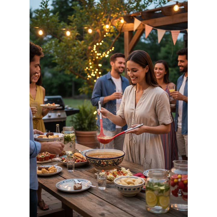 Kadra Kitchenware - Wholesale Ladle - Millvado - Nylon Utensils SS Handle, Soup Ladle, Red, 13"L2