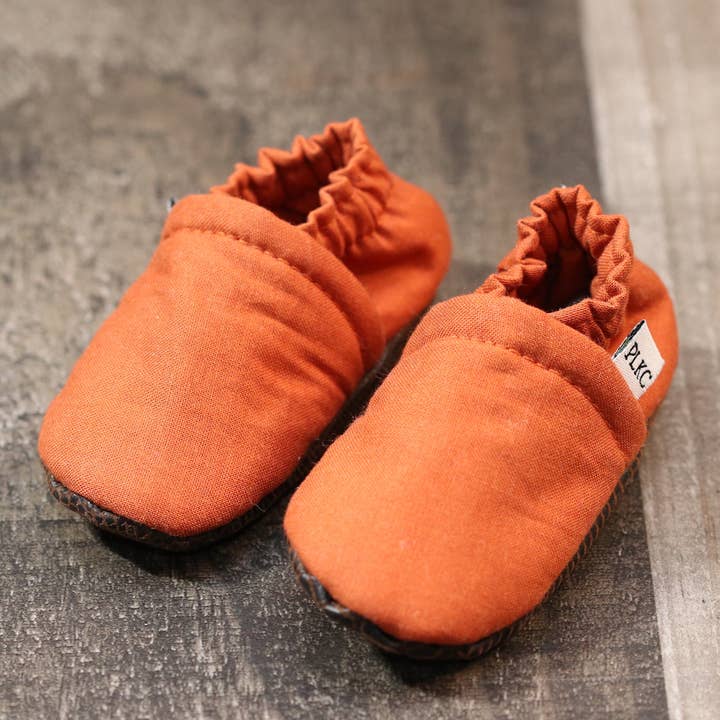 PLKC Burnt Orange Solid Moccasin for wholesale by Piper Lane Kids Co
