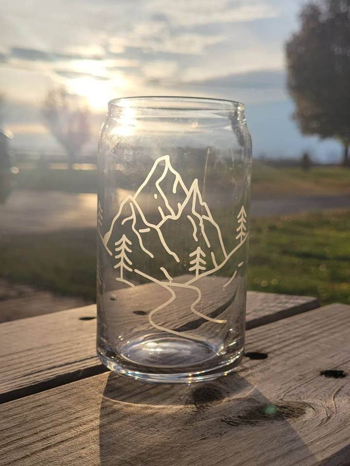 Etched mountain glass for wholesale by Jangles by Jan