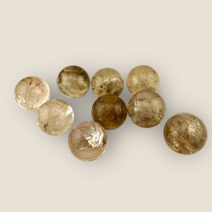 Liv Rocks - Wholesale Spiritual Stone/Crystal - Rainbow Smoky Quartz Spheres w/ Holder | Mini Crystal Ball