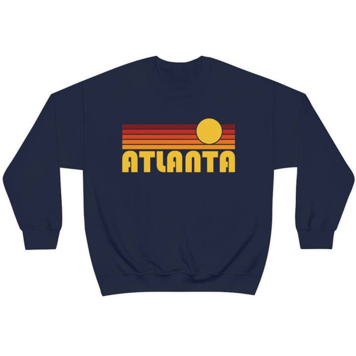 Hey Mountains - Wholesale Graphic Sweatshirt - Women's - Atlanta, Georgia Sweatshirt - Retro Sunset Unisex
