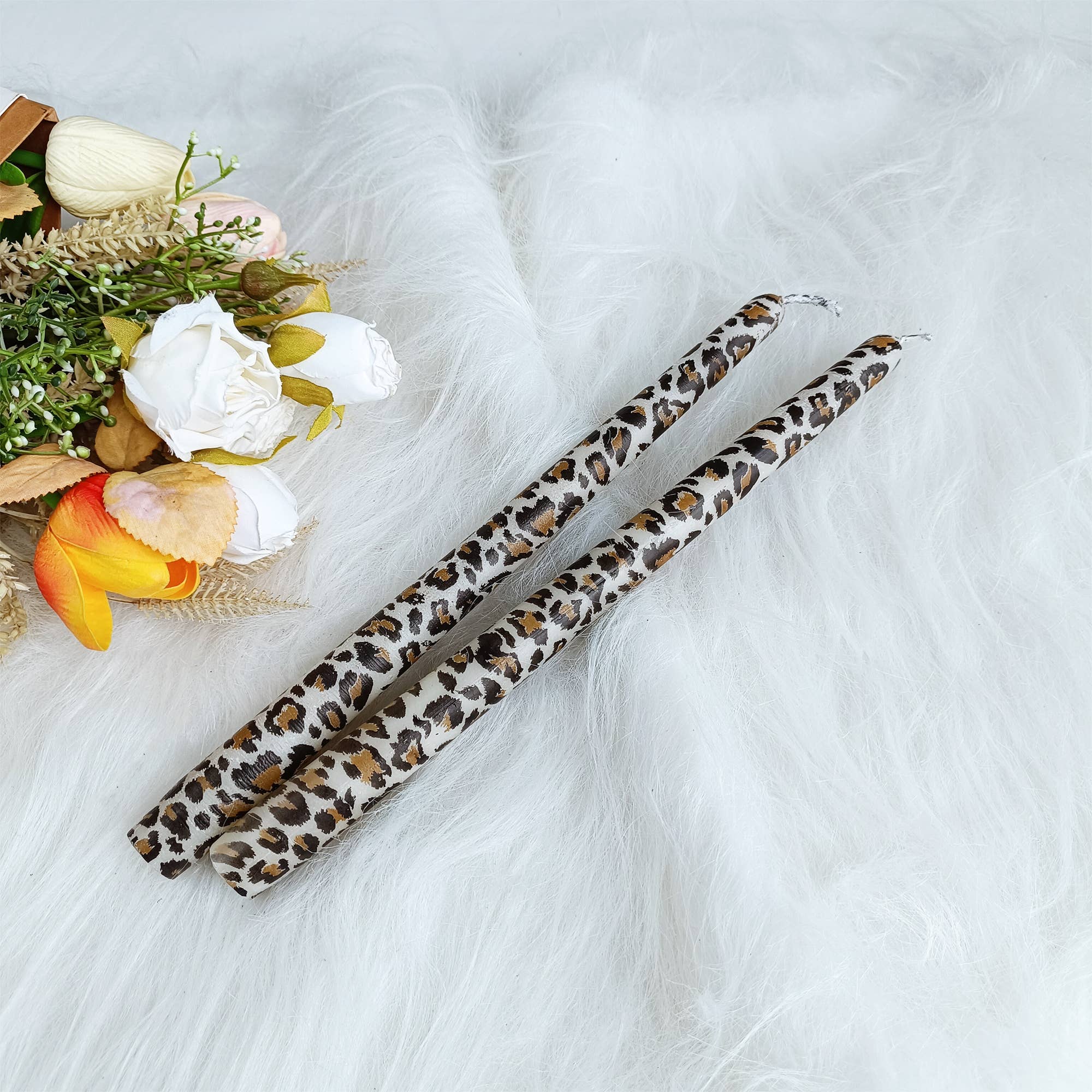 Candles Meta - Venta al por mayor Velas cónicas/candeleros - Velas cónicas para decoración del hogar con estampado de leopardo por transferencia de agua7