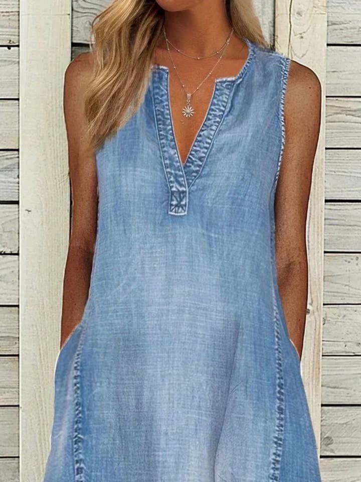 Serenity Collective - Wholesale Dress - Women's - Sleeveless Denim Dress1