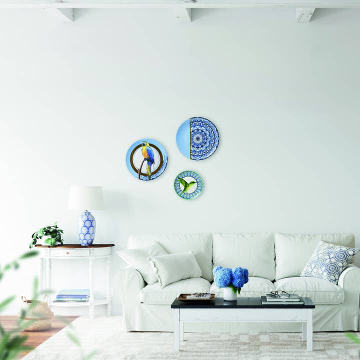 Heinen Delfts Blauw – wholesale Wall Accent – Mandala hummingbird 20.5 cm wall plate