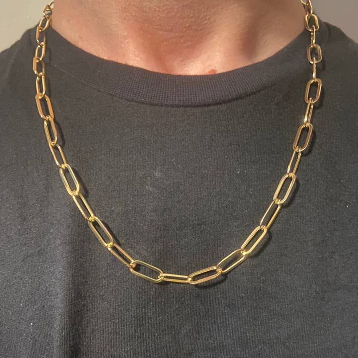 Solid Real 14k Gold Paperclip Chain 6mm for wholesale by Prestige Jewelry