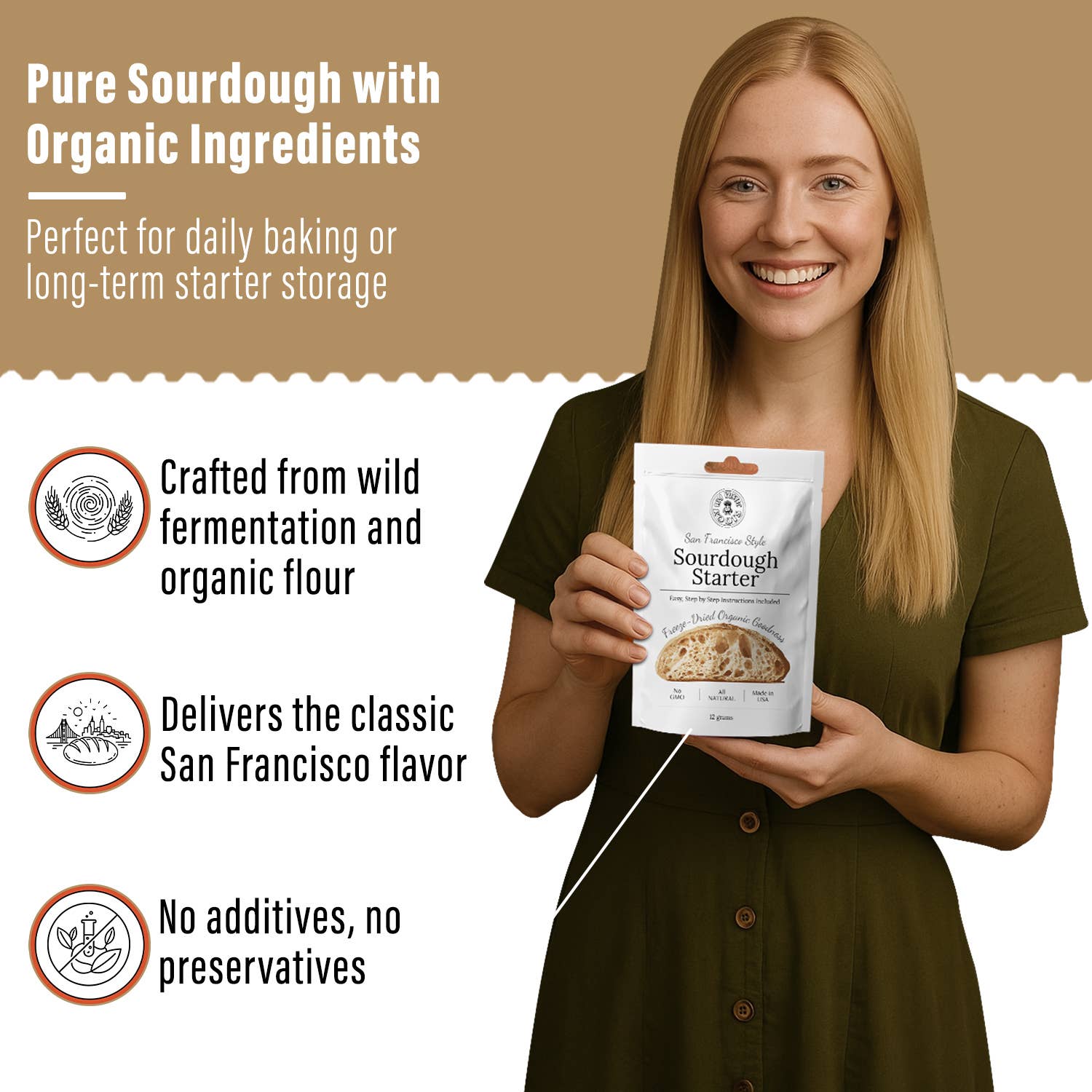 My Rustic Roots - Venta al por mayor Preparados para pan - Cultivo de masa madre orgánico, no modificado genéticamente, liofilizado. 12 gr NUEVO5