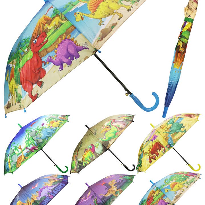 ASSORTED Kids Dinosaur Land Auto Open-fold Umbrella for wholesale on Faire0