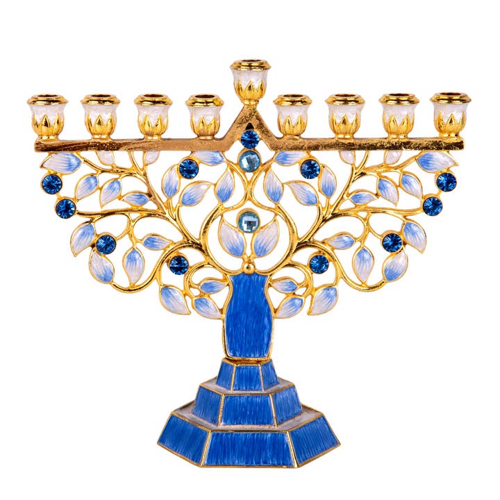 Handcrafted Jeweled Pomegranate Hanukkah Menorah in Gift Box for wholesale by STP