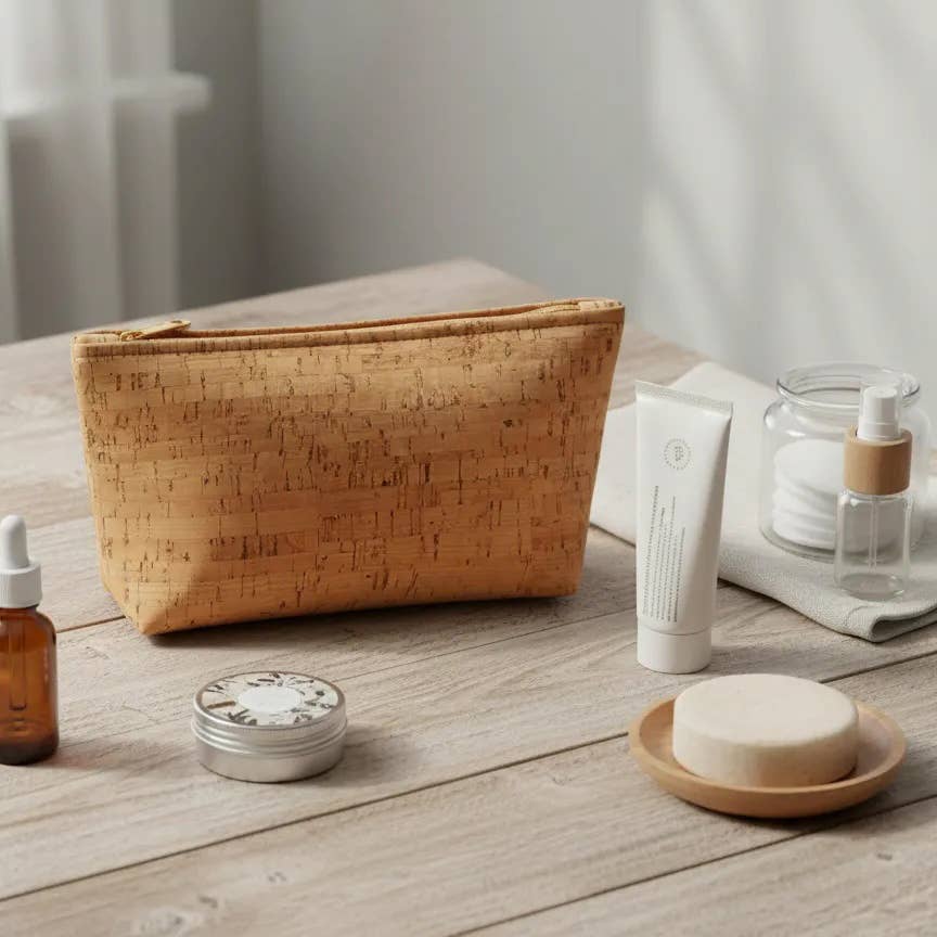 Natalie Therese - Wholesale Pouch - Women's - MEDIUM Cork Zipper Pouch | Rustic Cork3