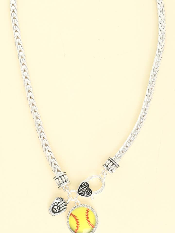 Game Day Softball Charm Necklace for wholesale by SP Sophia Collection